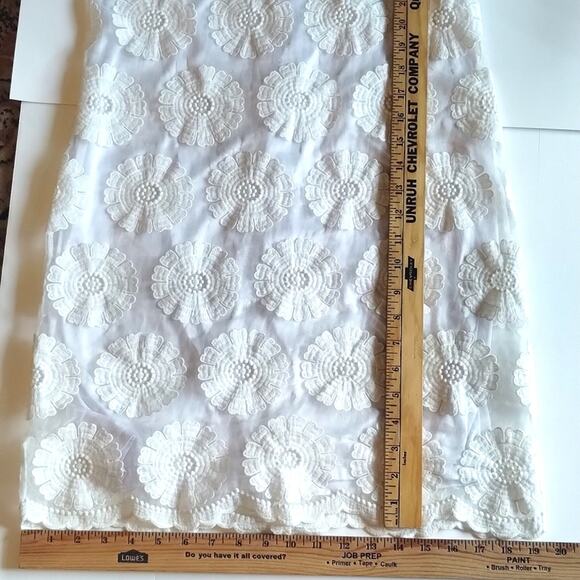 Tracy Negoshian Embroidered Floral White Sheer Chiffon Shift Pencil Dress XS - Picture 10 of 13